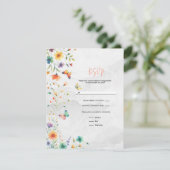 水カラフル色フローラバタフライウェディングRSVP 招待状 (スタンド正面)