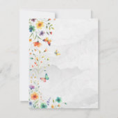 水カラフル色フローラバタフライウェディングRSVP 招待状 (裏面)