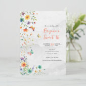 水カラフル色フローラバタフライスウィート16 招待状 (スタンド正面)