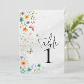 水カラフル色フローラバタフライテーブル番号 招待状 (スタンド正面)