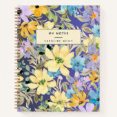 水カラフル色フローラパーソナライズされた ノートブック (正面)