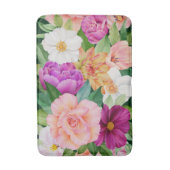 水カラフル色フローラパープルピンクローズ バスマット (正面縦)