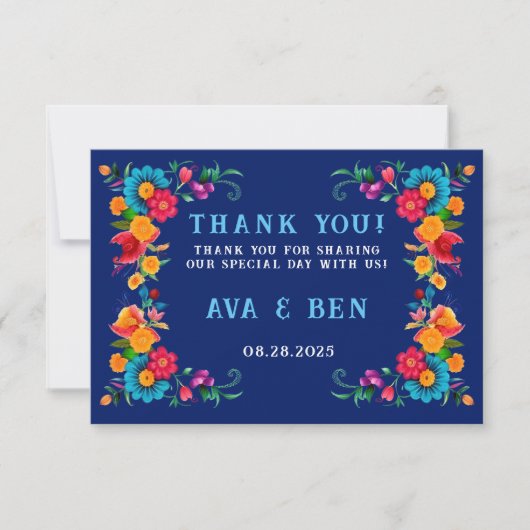 水カラフル色フローラフェスタ結婚ズ サンキューカード (正面)