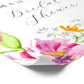 水カラフル色フローラブライダルシャワーへようこそ ポスター (角)