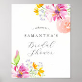 水カラフル色フローラブライダルシャワーへようこそ ポスター (正面)