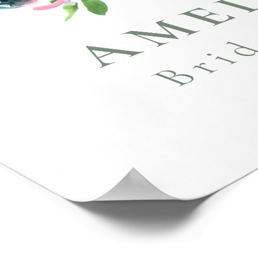 水カラフル色フローラブライダルシャワーへようこそ ポスター (角)