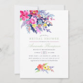 水カラフル色フローラブライダルシャワー招待状 招待状 (正面)