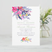 水カラフル色フローラブライダルシャワー招待状 招待状 (スタンド正面)