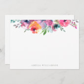 水カラフル色フローラブライダルシャワー サンキューカード (正面/裏面)