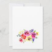 水カラフル色フローラブライダルシャワー 招待状 (裏面)