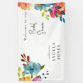 水カラフル色フローラブライダルシャワー 横断幕 (縦)