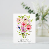 水カラフル色フローラブーケウェディングRSVP ポストカード (スタンド正面)