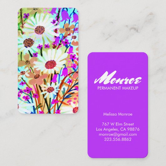 水カラフル色フローラブーケ植物性デイジー 名刺 (正面/裏面)