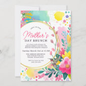 水カラフル色フローラマザーズデイブランチ 招待状 (正面)