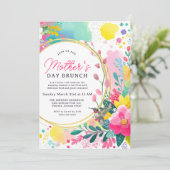 水カラフル色フローラマザーズデイブランチ 招待状 (スタンド正面)