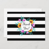 水カラフル色フローラリースありがとう ポストカード (正面/裏面)