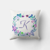 水カラフル色フローラリースイラストレーション クッション (裏面)