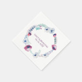 水カラフル色フローラリース スタンダードカクテルナプキン (角)