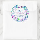 水カラフル色フローラリース ラウンドシール (バッグ)