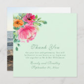 水カラフル色フローラ写真サンキューカード 招待状 (正面/裏面)
