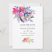 水カラフル色フローラ春の結婚式写真 セーブザデート (正面)