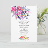 水カラフル色フローラ春の結婚式写真 招待状 (スタンド正面)