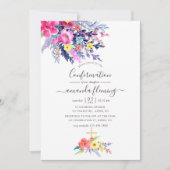 水カラフル色フローラ春確認 招待状 (正面)