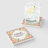 水カラフル色フローラ枠 ストーンコースター (横)