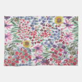 水カラフル色フローラ植物保園 キッチンタオル (横)