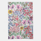 水カラフル色フローラ植物保園 キッチンタオル (縦)