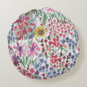 水カラフル色フローラ植物保園 ラウンドクッション (裏面)