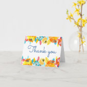 水カラフル色フローラ結婚の感謝 カード (黄色い花)