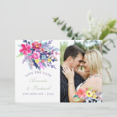 水カラフル色フローラ結婚式の日付を保存 セーブザデート (スタンド正面)