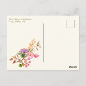 水カラフル色フローラ結婚式の日付を保存 ポストカード (裏面)