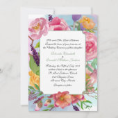 水カラフル色フローラ結婚式招待状 招待状 (正面)