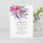 水カラフル色フローラ結婚式招待状 招待状 (スタンド正面)