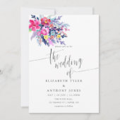 水カラフル色フローラ結婚式招待状 招待状 (正面)