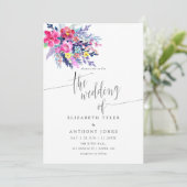 水カラフル色フローラ結婚式招待状 招待状 (スタンド正面)