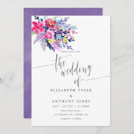 水カラフル色フローラ結婚式招待状 招待状