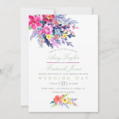 水カラフル色フローラ結婚式招待状 招待状 (正面)