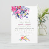 水カラフル色フローラ結婚式招待状 招待状 (スタンド正面)