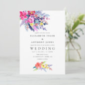 水カラフル色フローラ結婚式招待状 招待状 (スタンド正面)