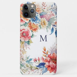水カラフル色フローラ自然愛好家モノグラム iPhone 11 PRO MAXケース