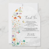 水カラフル色フローラ蝶ありがとう 招待状 (正面)