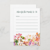 水カラフル色フローラ赤ちゃんシャワー アドバイスカード (正面/裏面)