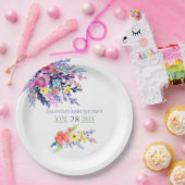 水カラフル色フローラ赤ちゃんシャワー ペーパープレート (パーティー)