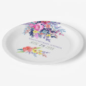 水カラフル色フローラ赤ちゃんシャワー ペーパープレート (アングル)