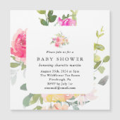 水カラフル色フローラ赤ちゃんシャワー マグネット招待状 (正面)