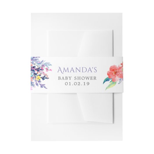 水カラフル色フローラ赤ちゃんシャワー 招待状ベリーバンド (正面例)