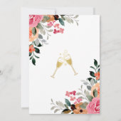 水カラフル色フローラ金ゴールドブライダルシャワー 招待状 (裏面)